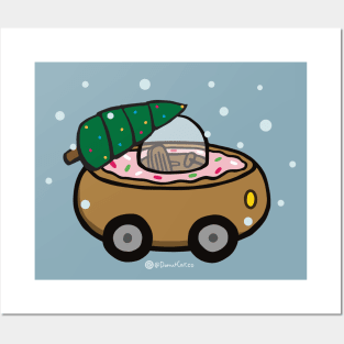 Christmas Tree Donut Car Posters and Art